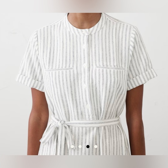 Linen blend utility shift mid dress. Size small. Light blue. - Picture 3 of 3